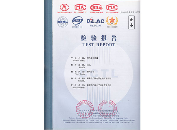 UTP Cat6  cable test report