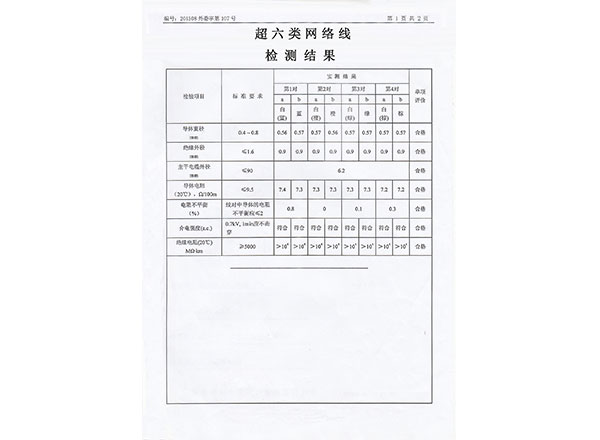 超六类网络线检测报告